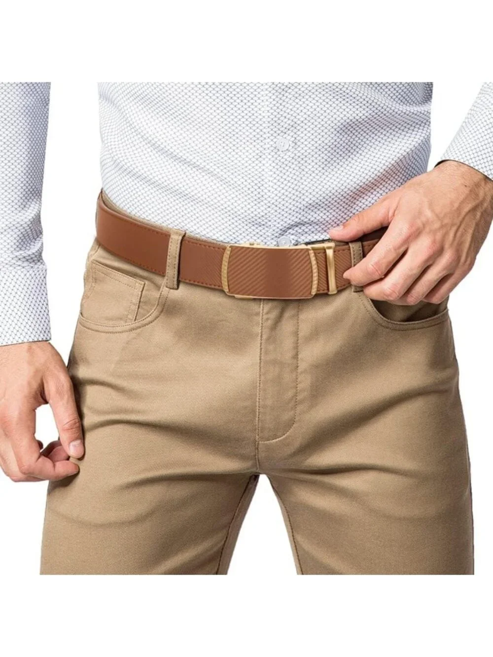Adjustable Ratchet Dress Belt for Men - 1 3/8